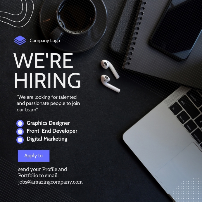 We're Hiring (Elegant Black) Instagram Post template