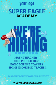 Turkusowy Job Hiring Announcement Pinterest Graphic Template