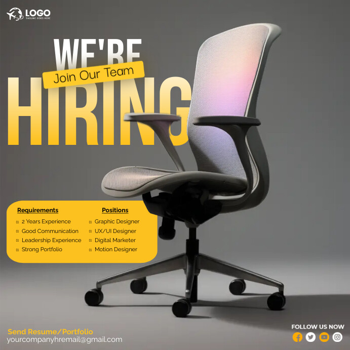 WE'RE HIRING POSTER Template | PosterMyWall