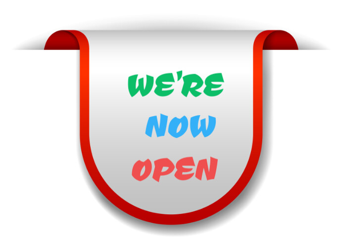 We're now open design template 明信片
