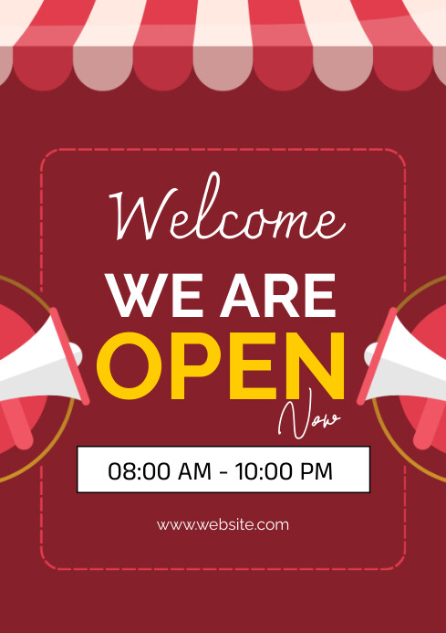 We're open now and closed temporarily A4 template