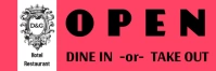 we're open/restaurant/dine-in/take-out/menu Cartel de 2 × 6 pulg. template