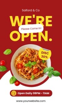 We're Open Restaurant Instagram Story template