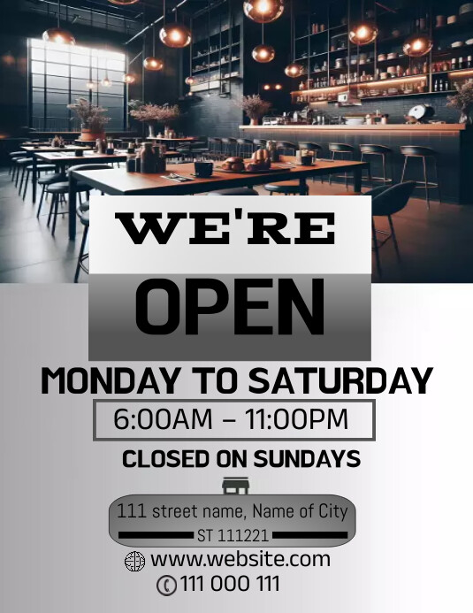 We're open template Ulotka (US Letter)