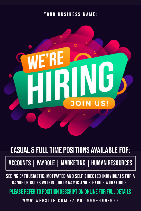 We’re Hiring Poster Template | PosterMyWall