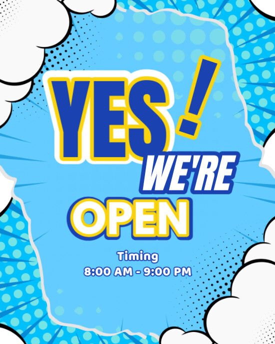 we’re open poster Template | PosterMyWall