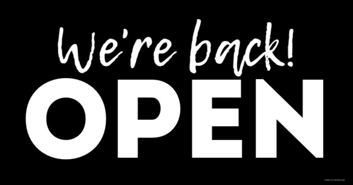 Copy of We're back sign door information customer ad | PosterMyWall