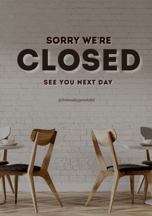 We're closed brown template A4