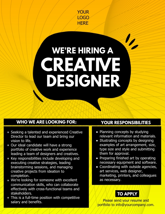 We're Hiring a Creative Director Poster Flyer (US Letter) template