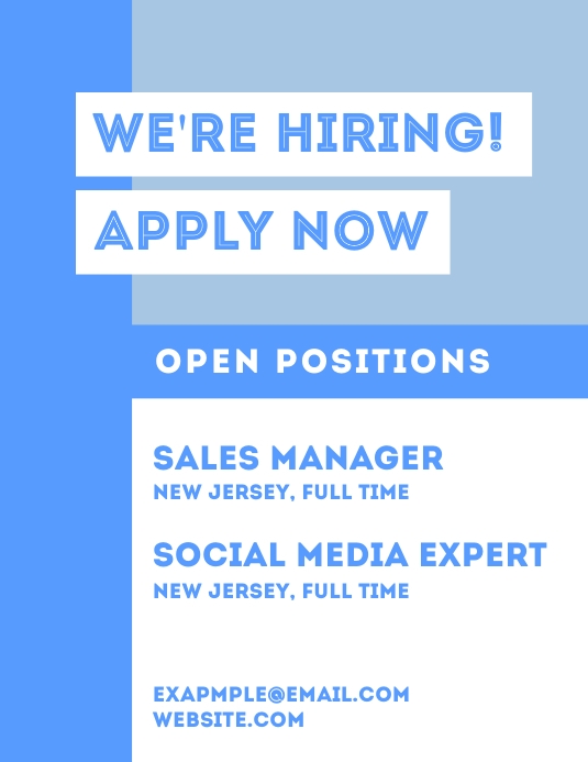 We're Hiring Apply Now Flyer Ulotka (US Letter) template