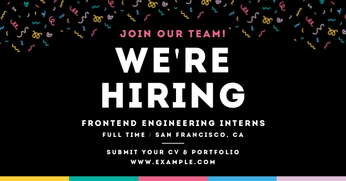 We're Hiring Facebook Ad Confetti Obraz udostępniany na Facebooku template