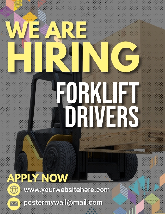 we're hiring forklift drivers flyer Templat PosterMyWall