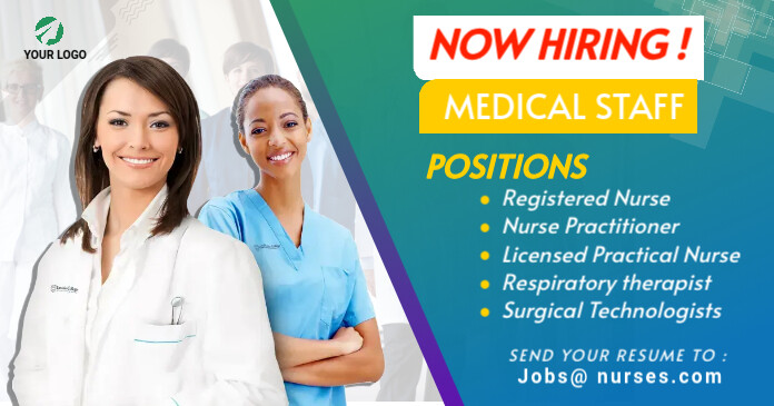 We're Hiring Medical Staff social media post Obraz udostępniany na Facebooku template
