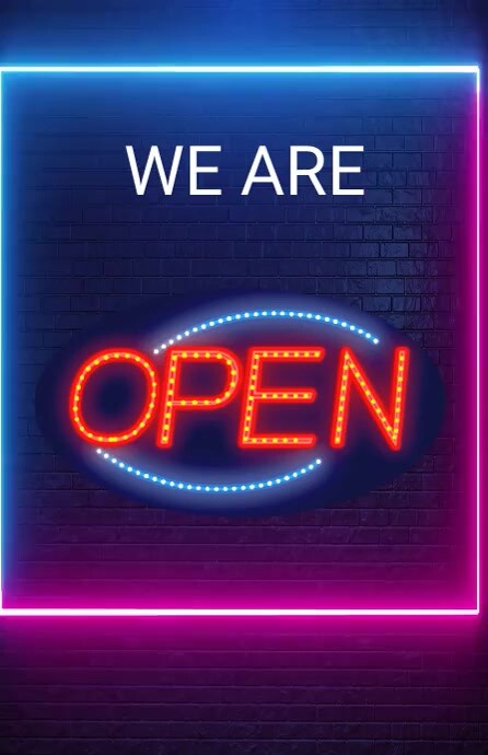 we're open, yard sign, we are open Tabloid template
