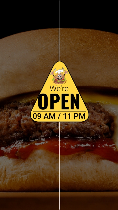 We're Open Burger Story Template | PosterMyWall