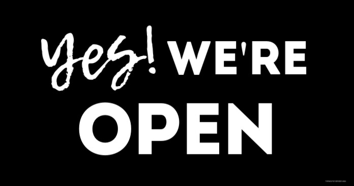 Copy of We're open sign door information customer ad | PosterMyWall