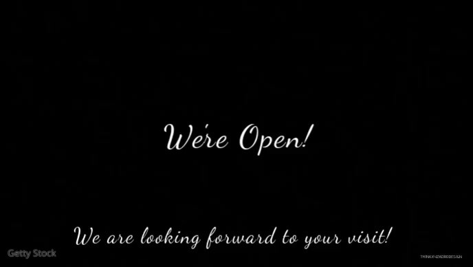 We're open sign video celebration banner head template