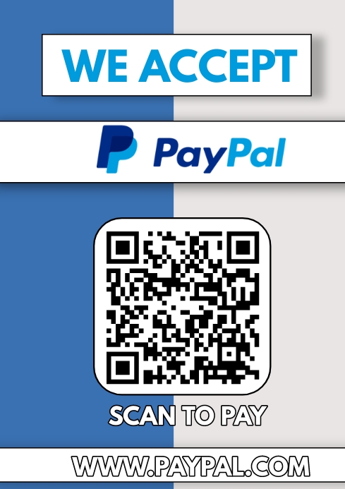 We accept PayPal A4 template