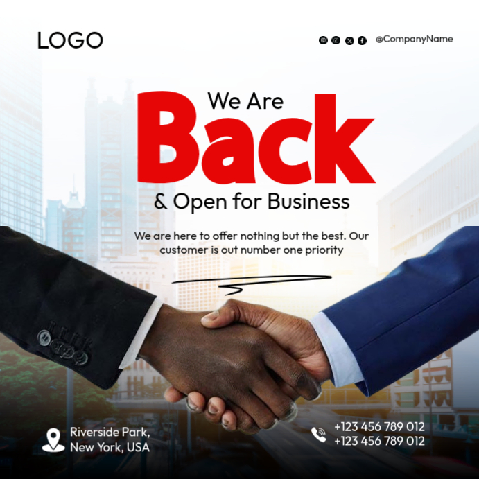 We are Back and Open Template | PosterMyWall