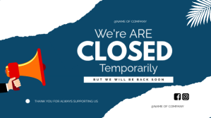 Turkis Temporary Closure Announcement Ekran reklamowy Template