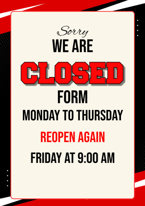 we are closed A4 template