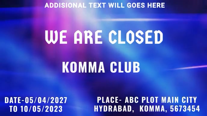 We are closed Digital Display (16:9) template