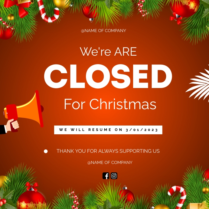 Copy Of WE ARE CLOSED FOR CHRISTMAS CHRISTMAS PosterMyWall copy-of-we-are-closed-for-christmas-christmas-postermywall