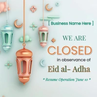 We Are Closed for Eid al-Adha Sign | Editable Holiday Business Closure Poster” template