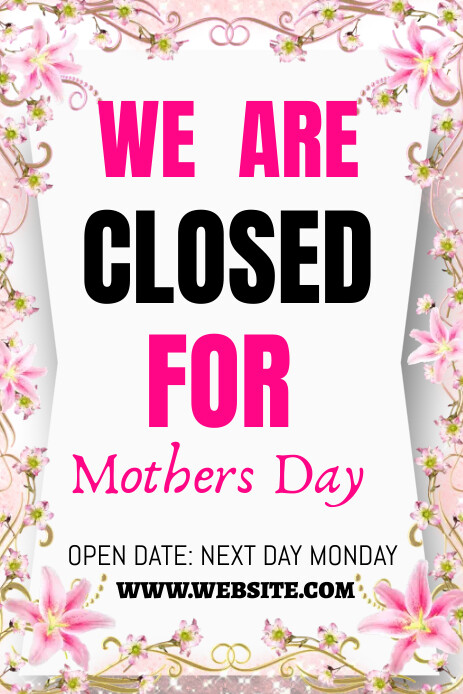 We are closed for mothers day template Pinterest Graphic