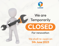 White Temporary Closure Announcement Flyer Template