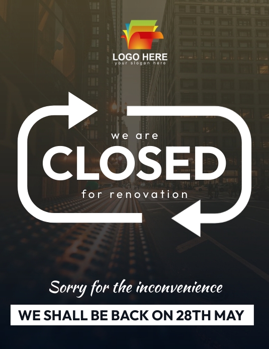 we are closed for renovation Template PosterMyWall