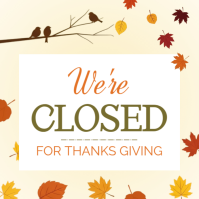 We Are Closed for Thanksgiving Sign – Holiday Closure Notice Template Instagram Post