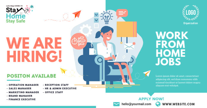 We Are Hiring, Work from Home Jobs, COVID-19 Gambar Bersama Facebook template