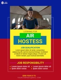 We Are Hiring Air Hostess Post Flyer (US Letter) template