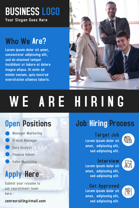 We Are Hiring Business Poster Flyer Template Design
