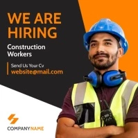 we are hiring construction workers minimal in Instagram Post template