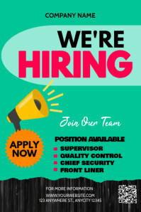 Turquoise Job Hiring Poster Template