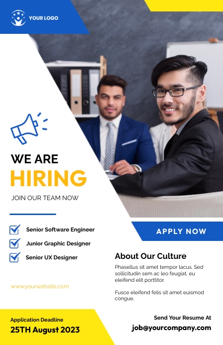 We are Hiring Flyer, recruit flyer Tabloid template