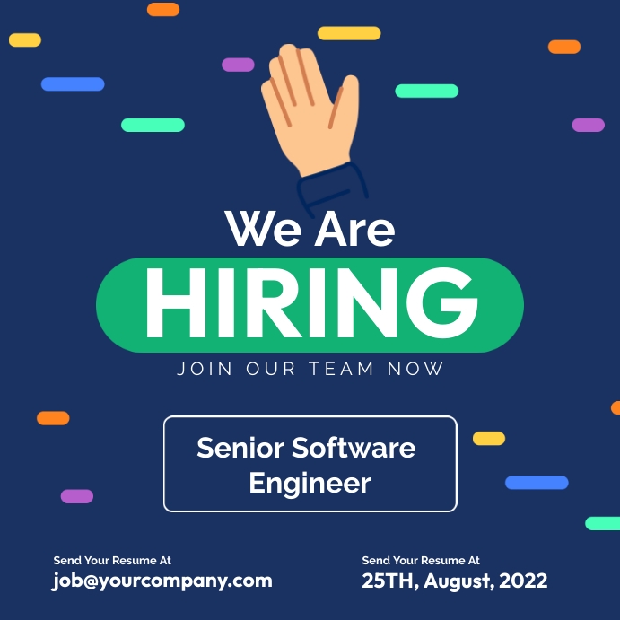 We are Hiring Flyer, recruit Instagram post Kwadrat (1:1) template