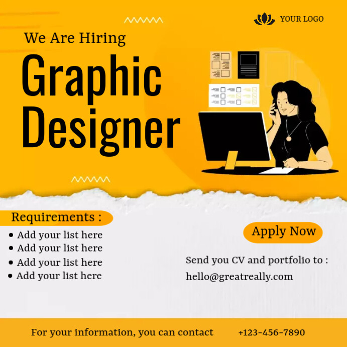 We are hiring graphic designer Template | PosterMyWall