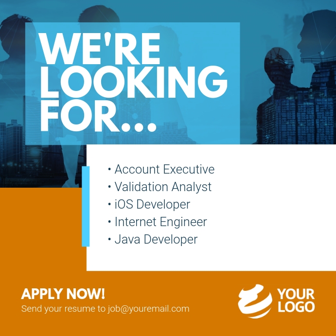 We are Hiring Job advertisment Instagram Post Instagram-opslag template