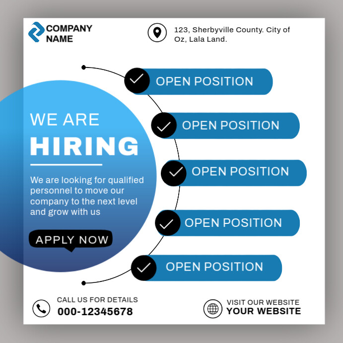 Available Job Posts We are hiring job vacancy post template | PosterMyWall