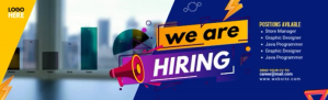 Blue We Are Hiring LinkedIn Career Cover Photo LinkedIn photo de couverture de carrière Template