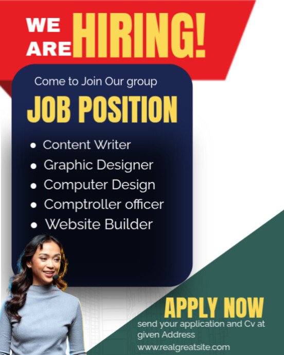 We are hiring new jobs post office hours Template | PosterMyWall