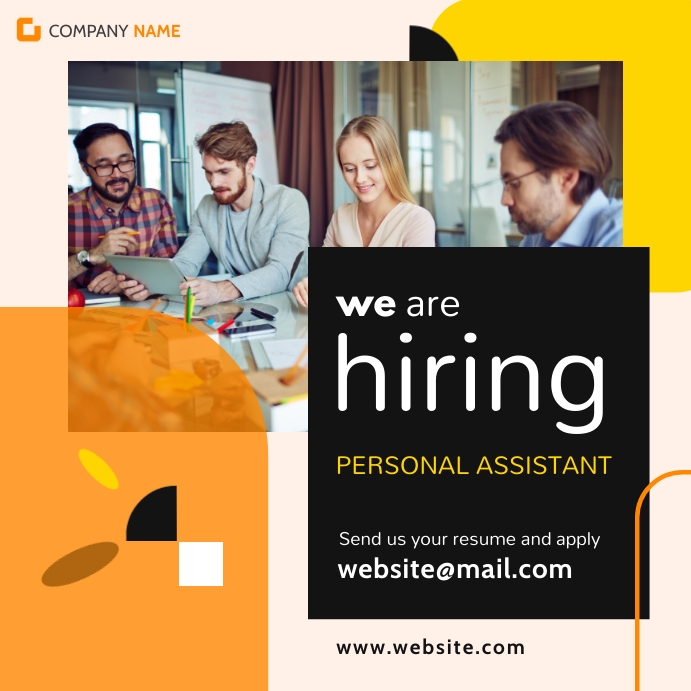 Personal Assistant Post we are hiring personal assistant instagram po Template | PosterMyWall