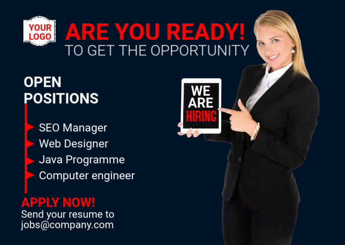 We Are Hiring post card design Postkarte template