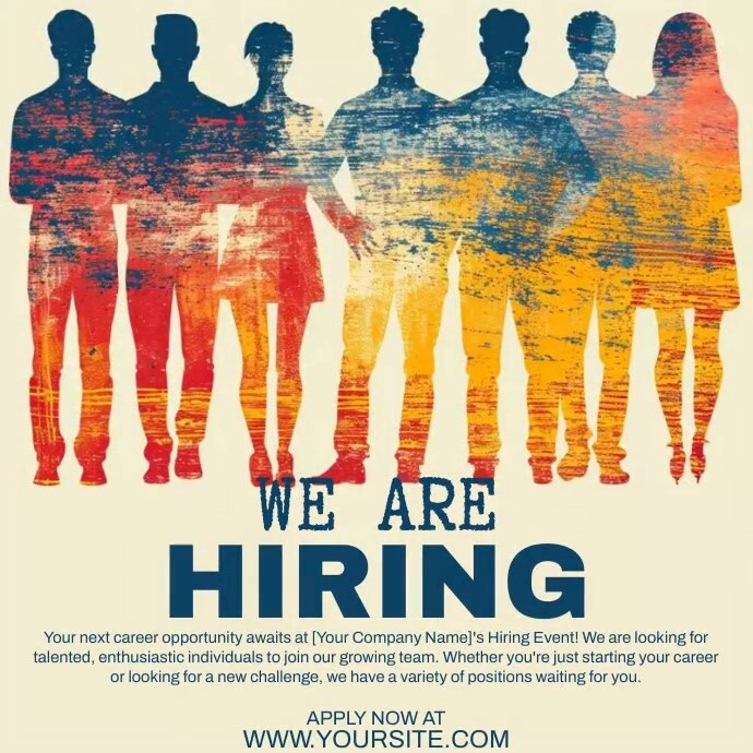 WE ARE HIRING POST flyer, people Wpis na Instagrama template