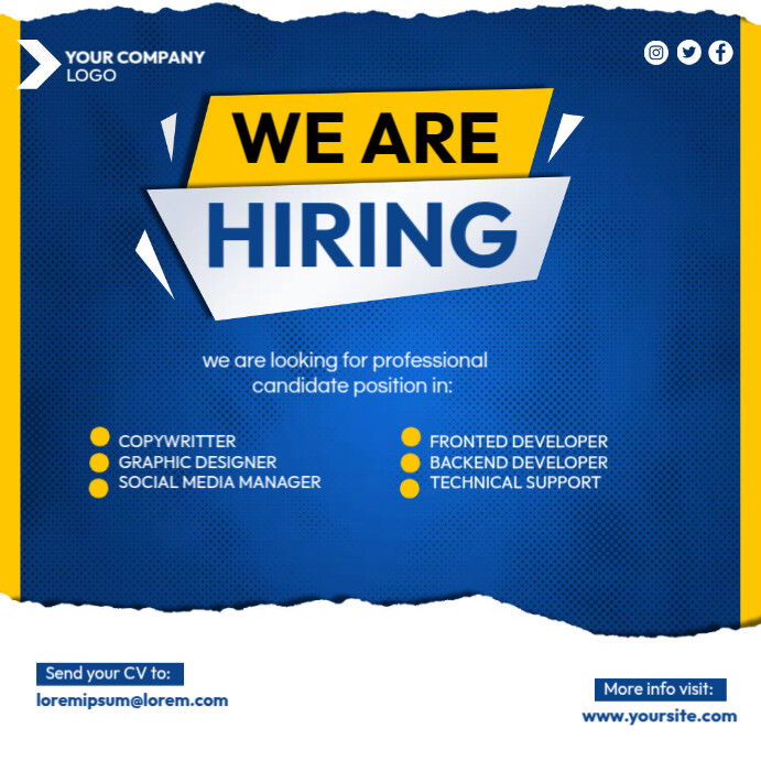 We Are Hiring Poster Instagram Plasing template