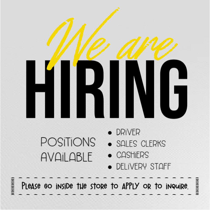 We Are Hiring Signage Square (1:1) template