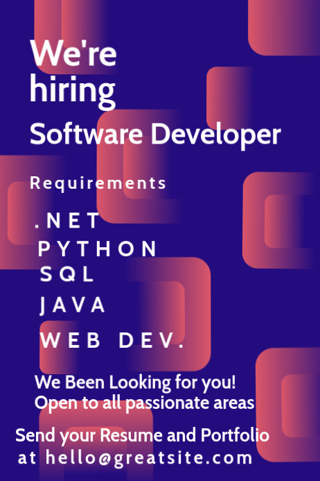 We are Hiring Software Developer Poster Template | PosterMyWall